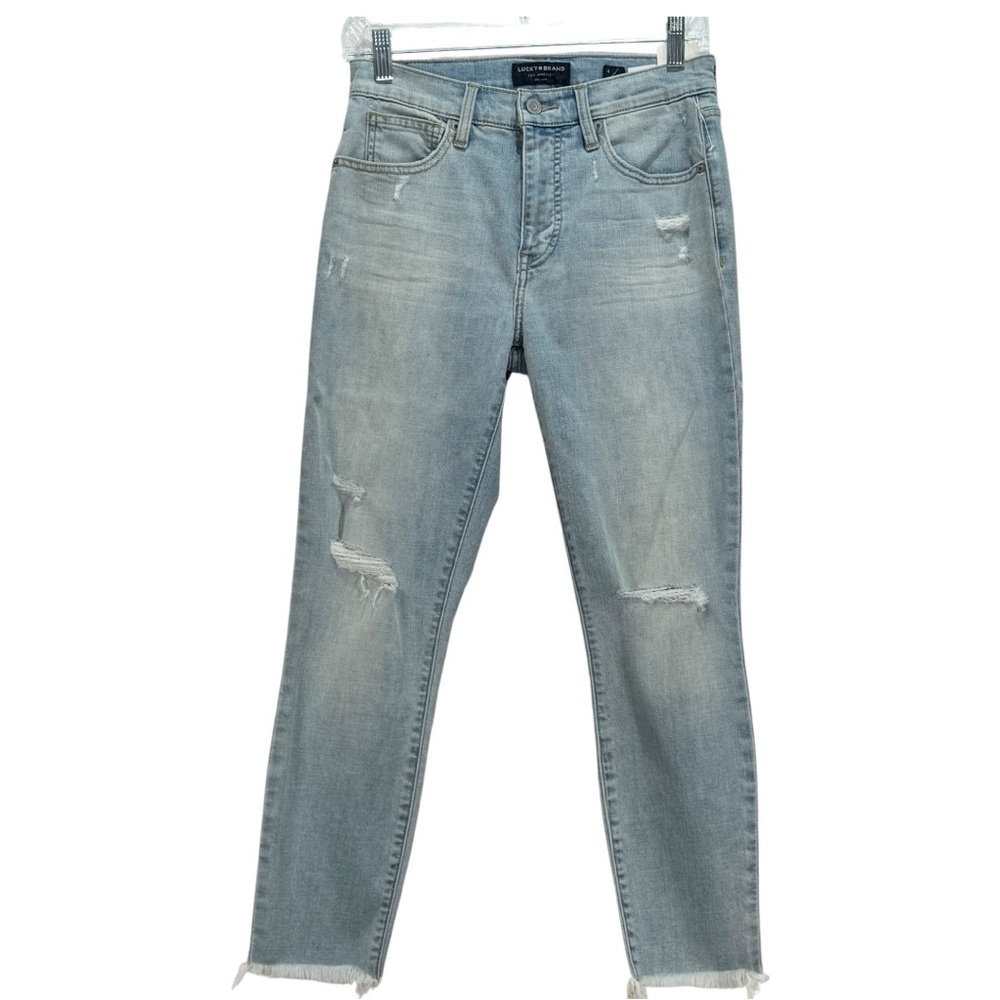 Lucky Brand Bridgette Skinny Jeans raw hem/ distressed light wash size 4/27